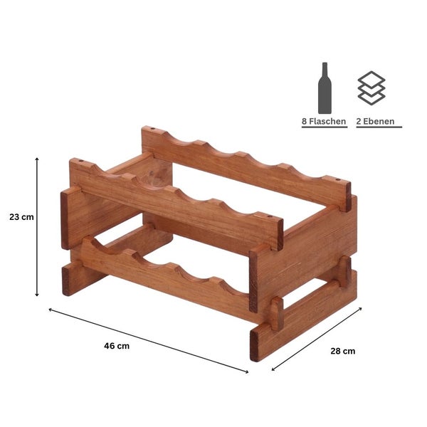 Weinregal VINOTECA FLEX PRO HxBxT 23x46x28cm 8 Flaschen auf 2 Ebenen Massives Kiefernholz Braun geölt