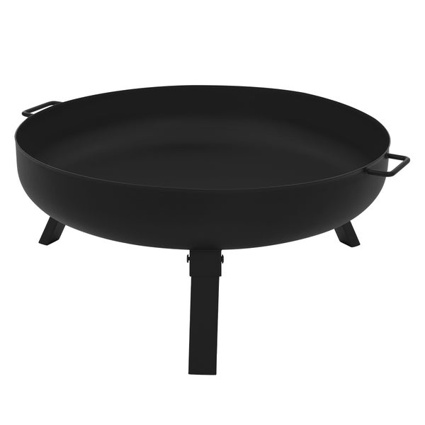ECD Germany Feuerschale Ø60 x 27 cm mit 3 klappbaren Füßen, Dreibein Feuerstelle für den Garten, Stahl Feuerkorb rund mit 2 Griffen & 2 Entwässerungslöcher, Outdoor Eisenschale Feuertonne BBQ Camping