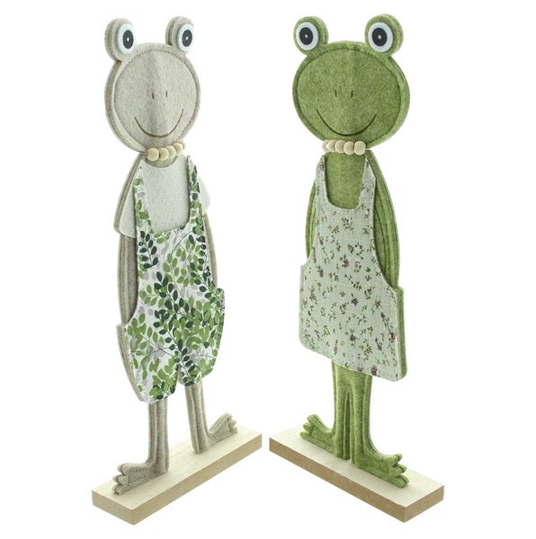FRANK FLECHTWAREN | Frosch Casual, 2er Set, FILZ AUS PET, HOLZ, MDF, 13 x 4 x 31 cm