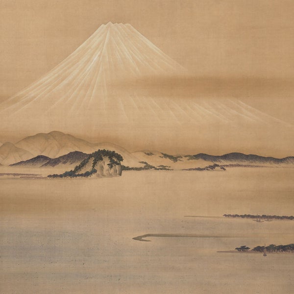 Gemälde des Berges Fuji mit Küstenlandschaft