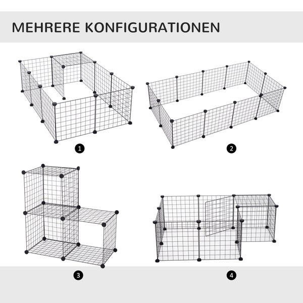 PawHut Gittergehege, Freigehege, 106 x 73 x 36 cm, Metall, Schwarz