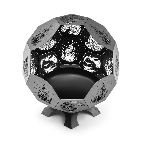 The Favilla LUNA Feuerstelle Schwarz – Design Feuerschale aus Stahl, pulverbeschichtet – 100x100x110 cm – moderne Feuerstelle für Garten & Terrasse – inkl. Abdeckhaube – 75 kg – kein Aufbau nötig