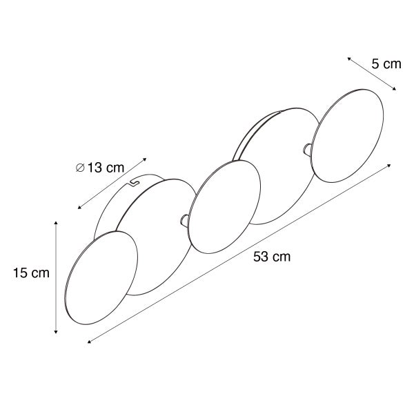 Technische Zeichnung einer Deckenleuchte mit Abmessungen