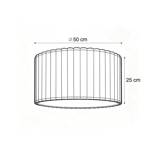 Technische Zeichnung einer runden Deckenlampe mit einem Durchmesser von 50 Zentimetern und einer Höhe von 25 Zentimetern.