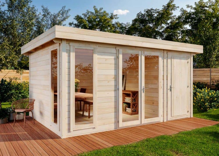 Alpholz Gartenhaus Aldo-28 C Gartenhaus aus Holz, Holzhaus mit 28 mm Wandstärke FSC zertifiziert, Blockbohlenhaus mit Montagematerial