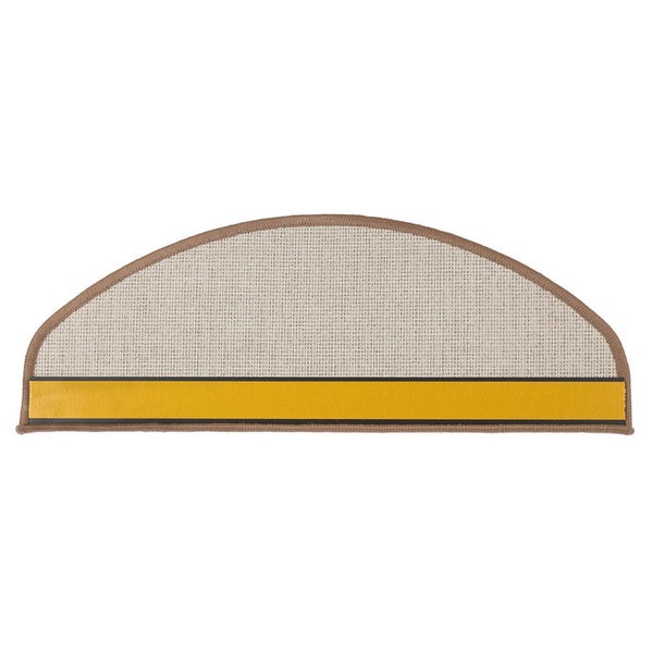 FLOORDIREKT Stufenmatte London - mit Umkettelung - Beige - Halbrund - 23,5 x 65 cm