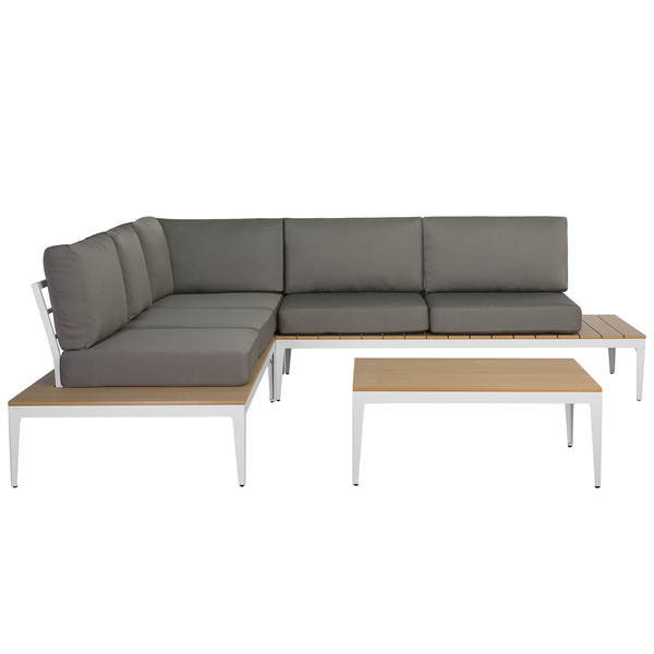 Garten Ecksofa mit Tisch 5-Sitzer POSITANO Grau