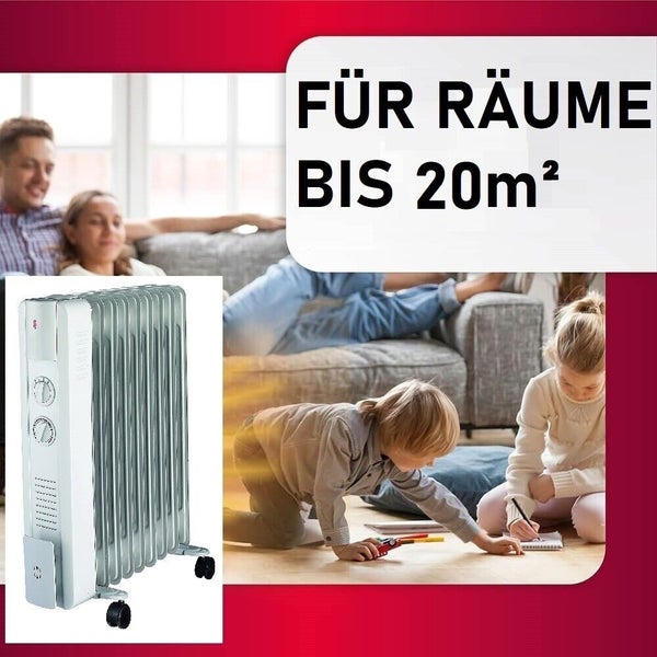 JUNG YPSOS WIN15 Ölradiator Heizung Elektrisch mit Thermostat (1,0 Watt, Raumgröße: 15 m²)