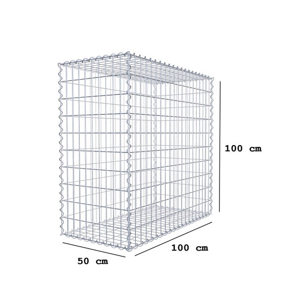 Gabione 100 cm x 100 cm x 50 cm (L x H x T), Maschenweite 5 cm x 10 cm, Spirale