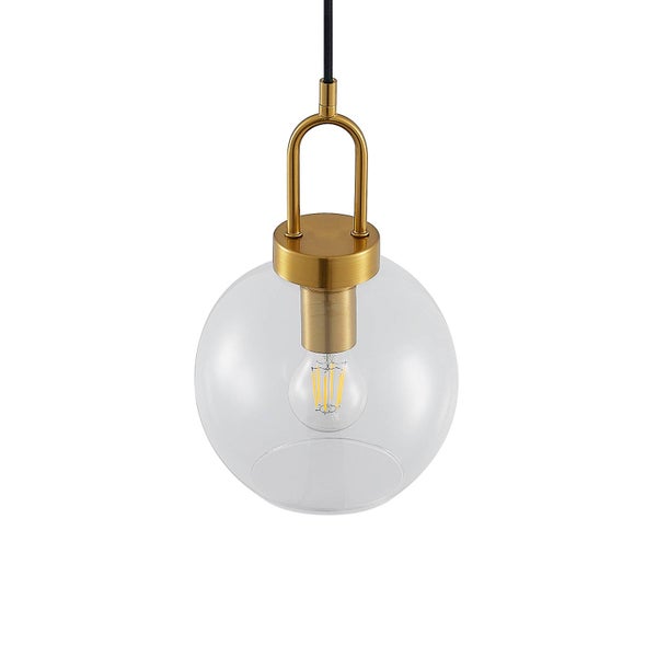Lucande Pendelleuchte Nalian (Retro, Vintage Antik) in Gold / Messing aus Glas (1 flammig E27) - Hängelampe Esstischlampe Hängeleuchte Wohnzimmerleuchte