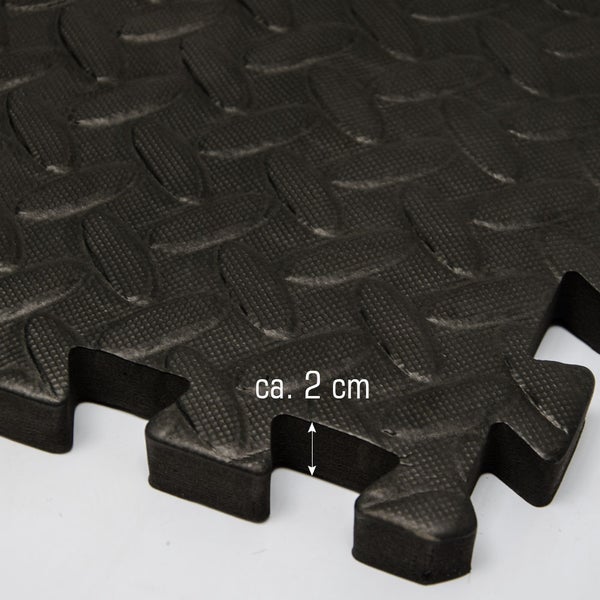4er Set 2cm Bodenschutzmatten 63x63 cm Fitnessmatte mit Rand Schwarz