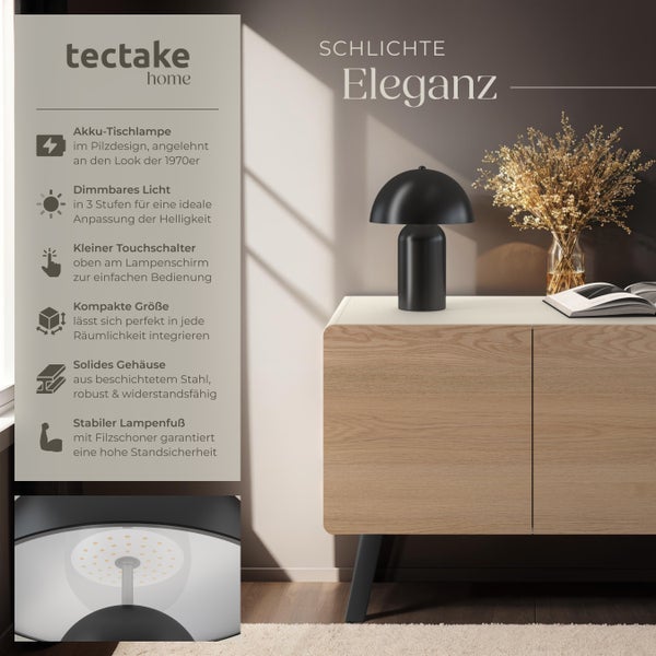 tectake Kade Kleine Retro-Tischlampe Kade, dimmbar  25 x 34 cm schwarz