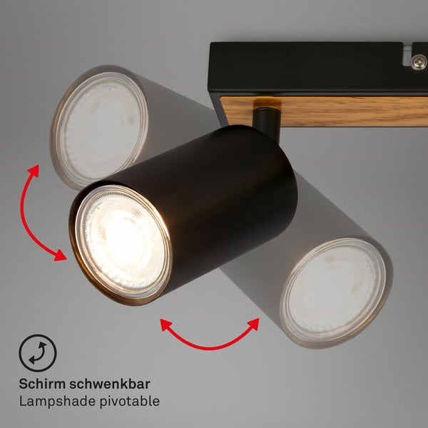 Deckenstrahler Deckenleuchte Deckenlampe Schlafzimmer Schwenkbar 3-flammig Holz