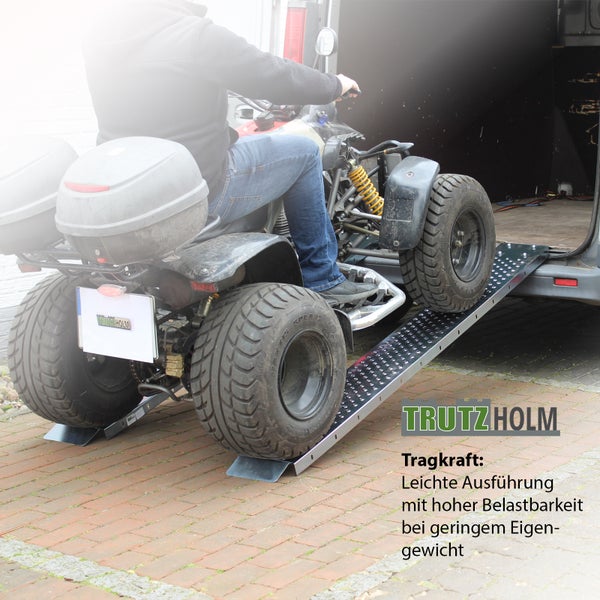 TRUTZHOLM 2 x Auffahrrampe 180 cm Tragkraft 400 kg Stahl grau profiliert Verladerampe Rampe