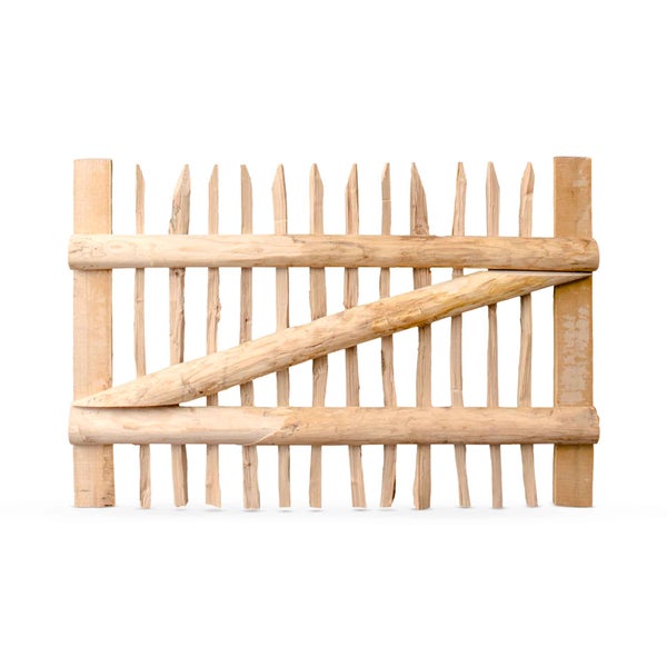 Staketenzaun-Tor (genagelte Ausführung), Edelkastanie B120 cm H80 cm