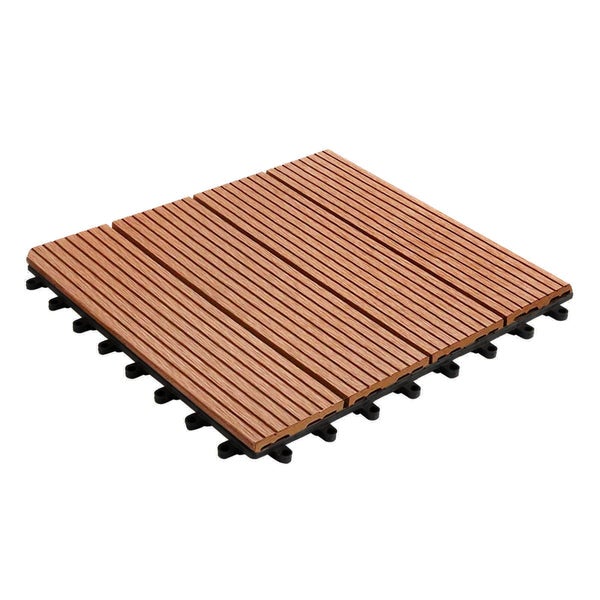 FLOORDIREKT WPC-Klickfliese Royal - Wetterbeständige Terrassenfliese - Hellbraun 30 x 30 cm