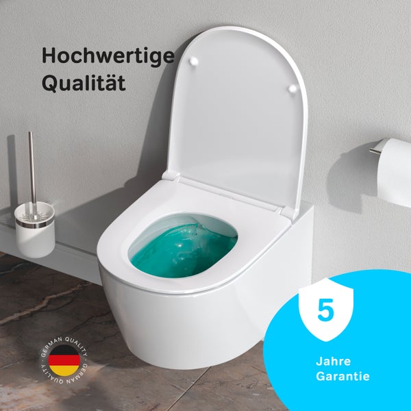 AM.PM Wand-WC Set Tiefspüler offener Spülrand weiß glänzend mit WC-Sitz , Vorwandelement und Betätigungsplatte chrom IIS90151.XB1700
