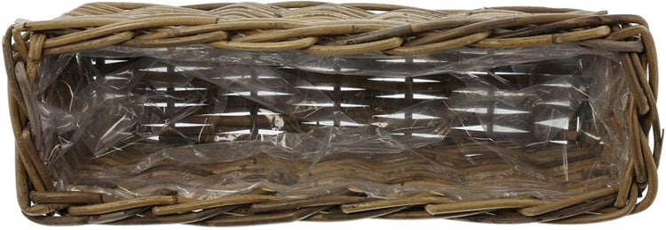 Dekoleidenschaft Rattan Pflanzkasten Koboo Grey 46 cm lang, grau, Balkonkasten, Blumenkasten für Draußen, Pflanzgefäß