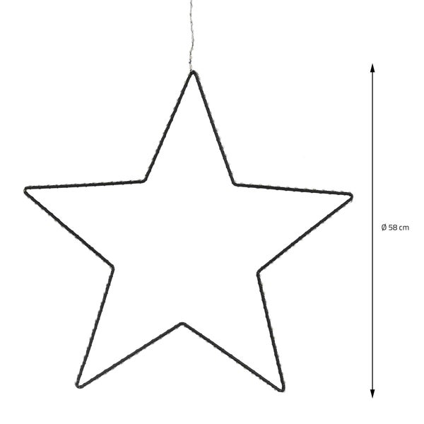 ECD Germany LED-Weihnachtsstern mit 204 warmweißen LEDs, 58cm, Strombetrieben, aus Metall, Innen/Außen IP44 Wasserdicht, Weihnachten Micro-LED Stern zum Aufhängen, Weihnachtsdeko Dekostern Fensterdeko