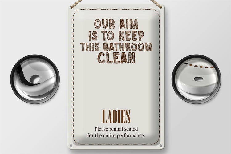 Blechschild Spruch Keep this bathroom clean 20x30cm