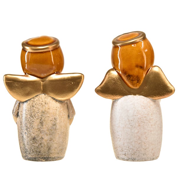 Zwei Engel-Dekofiguren aus Keramik