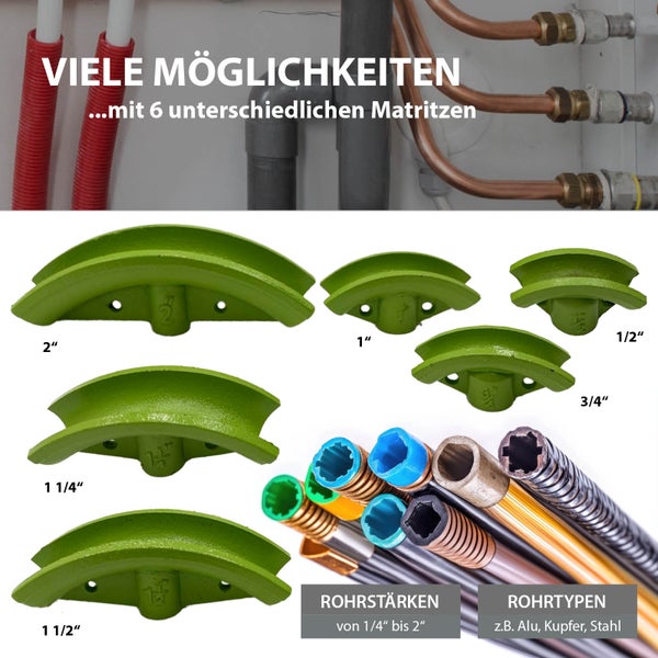 Rohrbiegemaschine hydraulisch 12t Presskraft 6 Matritzen 90° Biegewinkel Rohrbieger Rohrbiegegerät