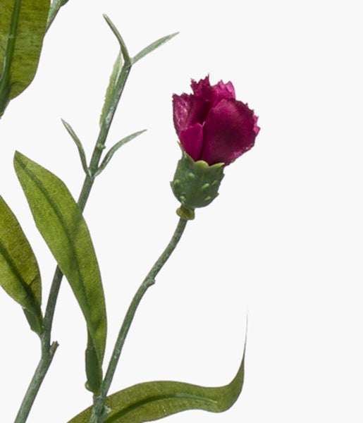 Künstliche Strohblume am Stiel mit orangefarbenen Blütenblättern und einem grünen Blatt.