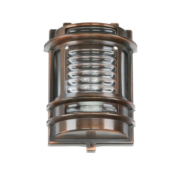 Kupferfarbene Außenwandleuchte mit geriffeltem Glas