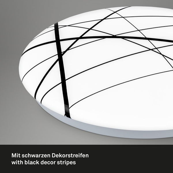 BRILONER KORA LED Deckenleuchte, Neutralweißes Licht, Linien Design, weiß-schwarz, 28 x 6,5 cm