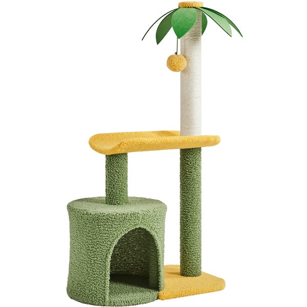 Katzenkratzbaum mit Höhle und Liegeflächen im Dschungeldesign