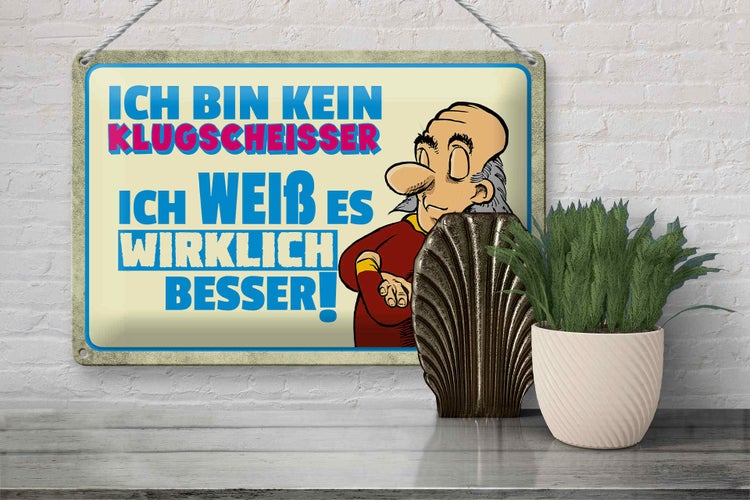 Blechschild Spruch 30x20cm bin kein Klugscheisser ich weiß