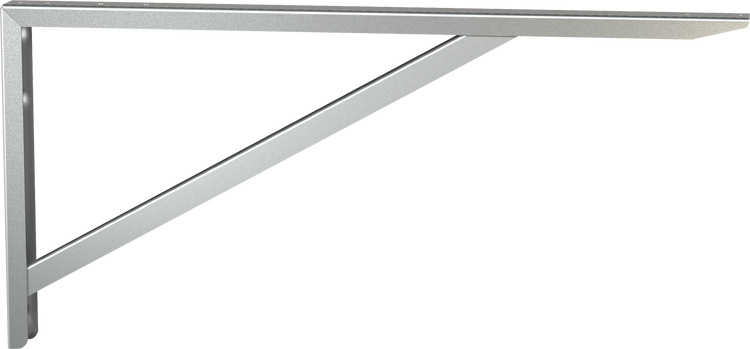 Schwerlastkonsole aus Metall zur Wandmontage, silberfarben, mit stabiler diagonaler Strebe.
