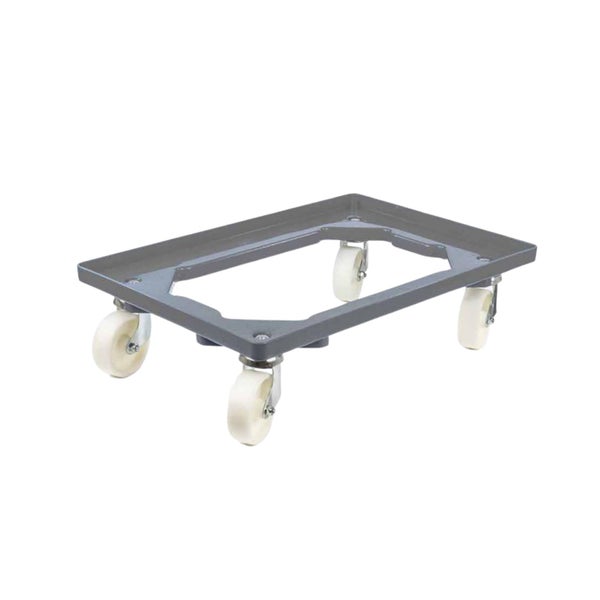 PROREGAL SparSet 6x Transportroller für Euroboxen 60 x 40 cm mit Kunststoffräder Grau Offenes Deck 4 Lenkrollen Traglast 300 kg
