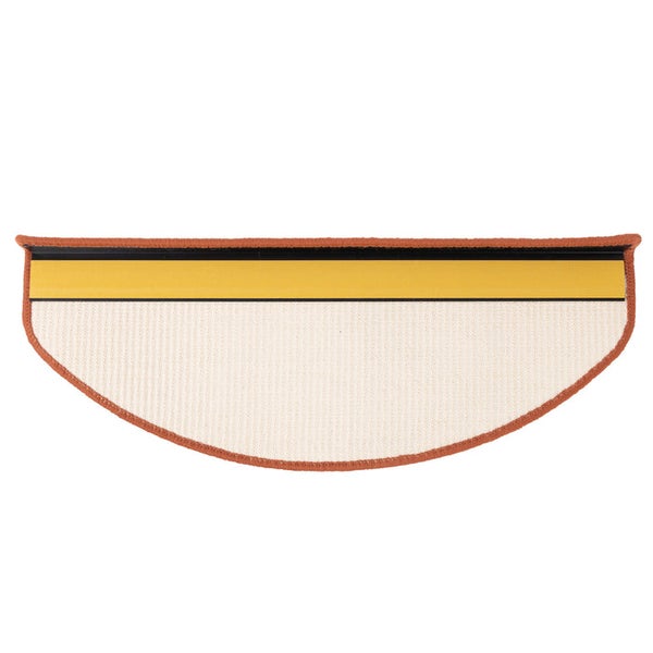 FLOORDIREKT Premium Sisal-Stufenmatte - Umkettelt & Selbstklebend - Halbrund - Terra - 23,5 x 65 cm