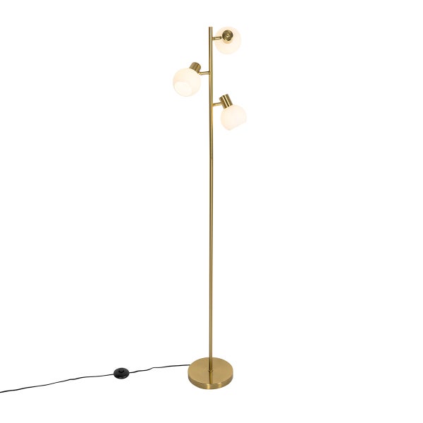 Stehleuchte mit drei Leuchten aus Metall und Glas