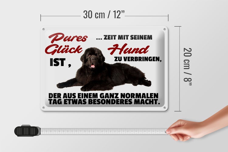 Blechschild Spruch 30x20cm pures Glück ist Zeit mit Hund
