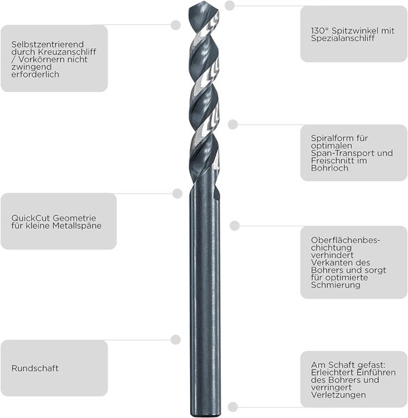 kwb Universeller 19-teiliger Akku-Top Metallbohrer-Satz HI-NOX, HSS  Bohrer-Set, Ø 1 mm - 10 mm in 0,5 mm schritten