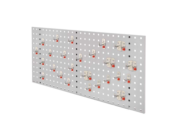 Kappes ®RasterPlan by ABAX Einsteigerset #8 1x Lochplatte 1000x450mm 1x Werkzeughaltersortiment 25-teilig Lichtgrau RAL 7035