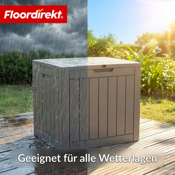 Abbildung einer wetterfesten Aufbewahrungsbox von Floordirekt für den Aussenbereich