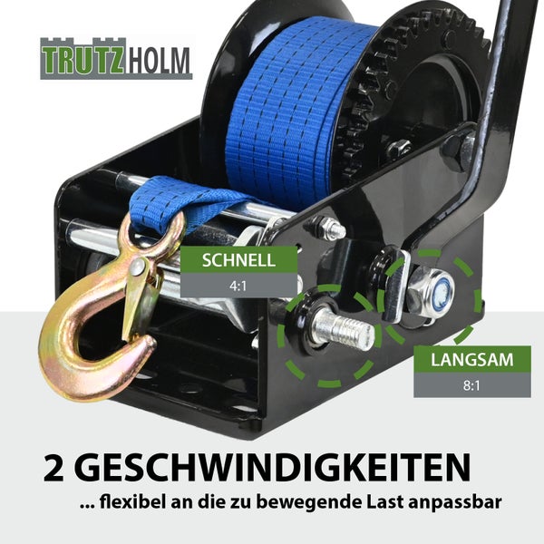 Tragbare Seilwinde mit zwei Geschwindigkeiten und Haken