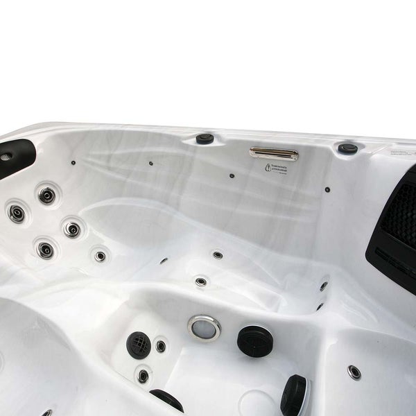 Home Deluxe - Outdoor Whirlpool - SUNSET PURE - Maße: 220 x 156 x 82 cm - Inkl. 32 Massagedüsen und 13 Lichtquellen I Außen Whirlpool Spa