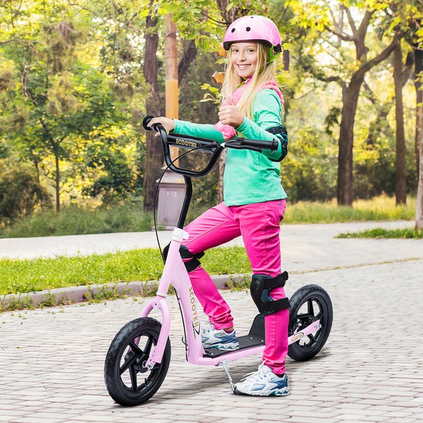 HOMCOM Kinderroller, L120 x B52 x H80-88 cm, Stahl, PVA, EVA, Rosa