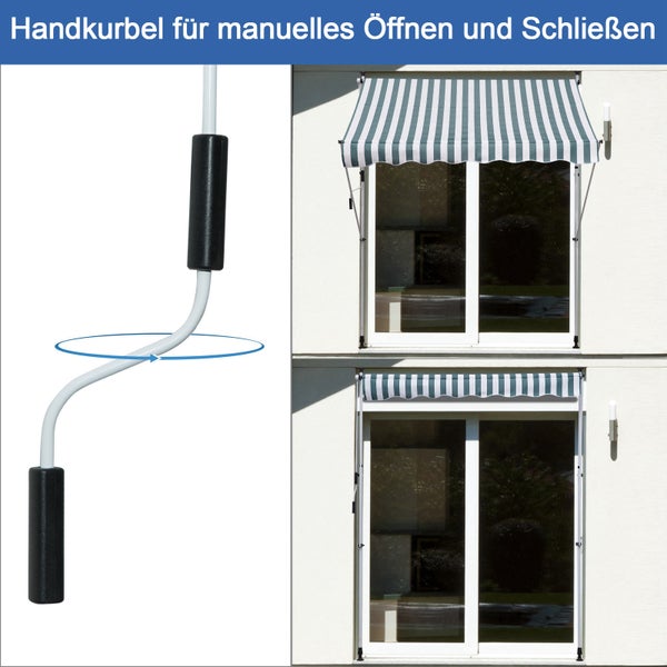 Outsunny Markise, Klemmmarkise, 200 x 150cm, Alu, Grün