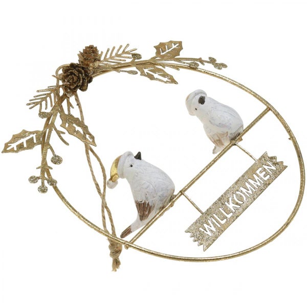 Dekorativer Willkommenskranz mit zwei Vögeln