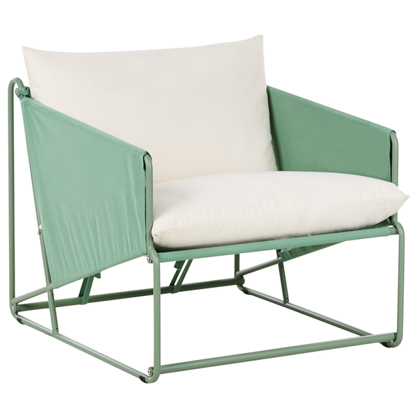 Sessel mit Kissen und Metallrahmen