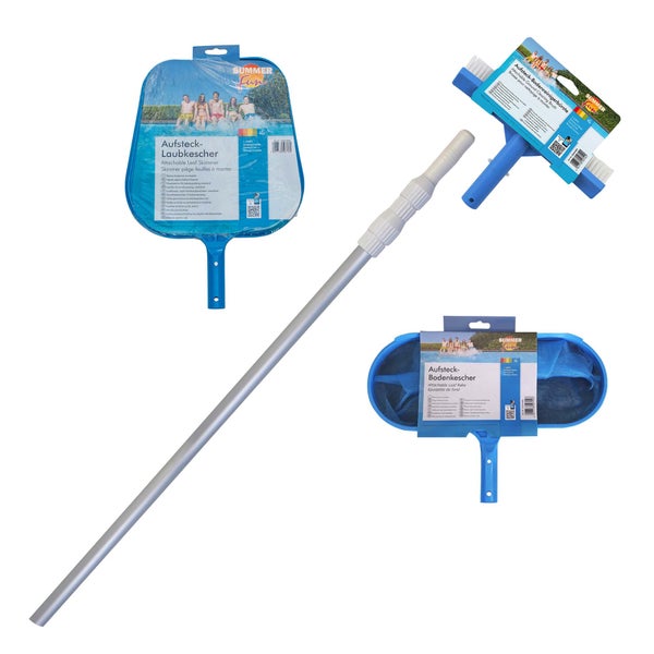Poolreinigungsset mit Laubkescher, Bodenkescher und Reinigungsbürste