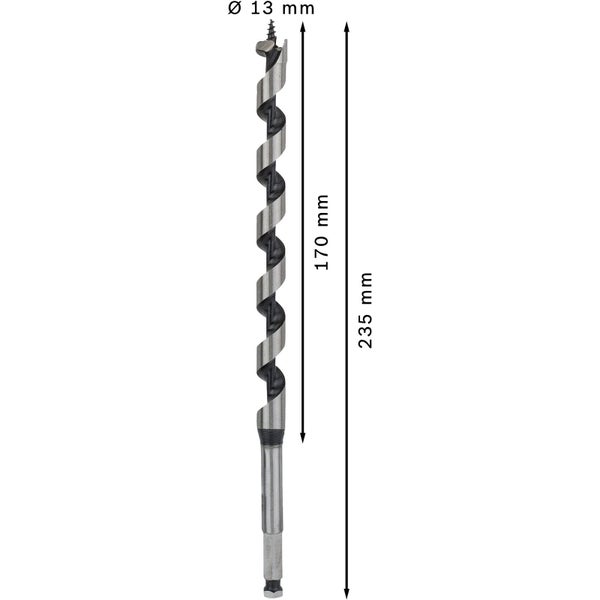 Holzbohrer mit 13 Millimeter Durchmesser und 235 Millimeter Länge