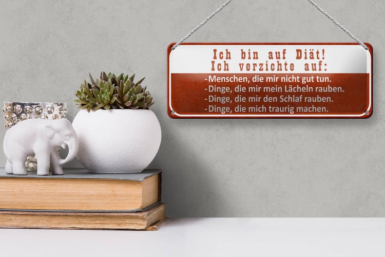 Blechschild Spruch 27x10cm ich bin auf Diät ich verzichte Dekoration