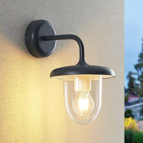 PRIOS Wandleuchte außen Larkumi (spritzwassergeschützt (Modern) in Alu aus Aluminium (1 flammig, E27) - Außenwandleuchten Wandlampe Led Außenlampe Outdoor für Außenwand/Hauswand Haus
