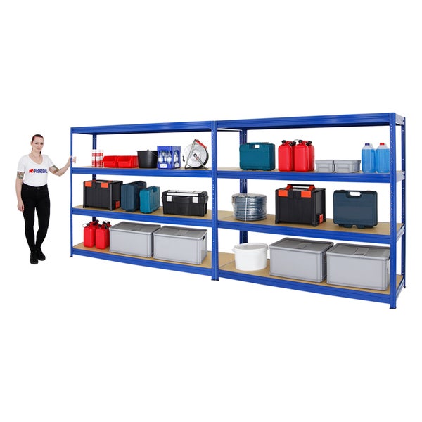 PROREGAL Mega Deal 2x Schwerlastregal Dino HxBxT 180 x 200 x 60 cm Fachlast 600 kg Blau